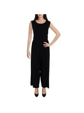 Eileen Fisher Black Crewneck Wide Leg Jumpsuit M